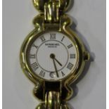 A Raymond Weil gilt metal lady's bracelet wristwatch, the signed white dial with gilt Roman numerals