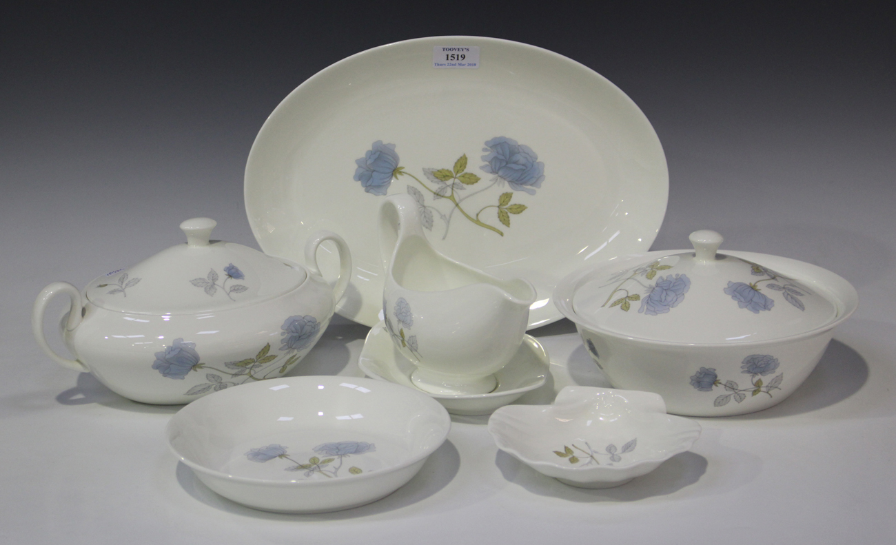 A Wedgwood bone china 'Ice Rose' pattern part service, including an oval platter, two two-handled