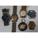 A group of five gentlemen's wristwatches, comprising Seiko 5 Automatic, Avia, Roamer, Memostar Alarm