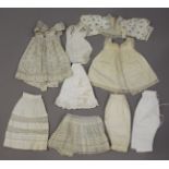 A small collection of mixed whitework, including a group of Victorian doll's clothing, two large