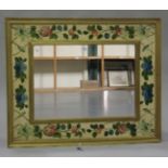 A 20th century floral painted rectangular wall mirror, 85cm x 105cm.Buyer’s Premium 29.4% (including