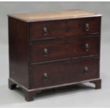 A George III mahogany chest of three long drawers, on bracket feet, height 85cm, width 92cm, depth