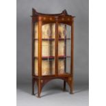 An Edwardian Arts and Crafts mahogany display cabinet, in the manner of A.E. Taylor, the galleried