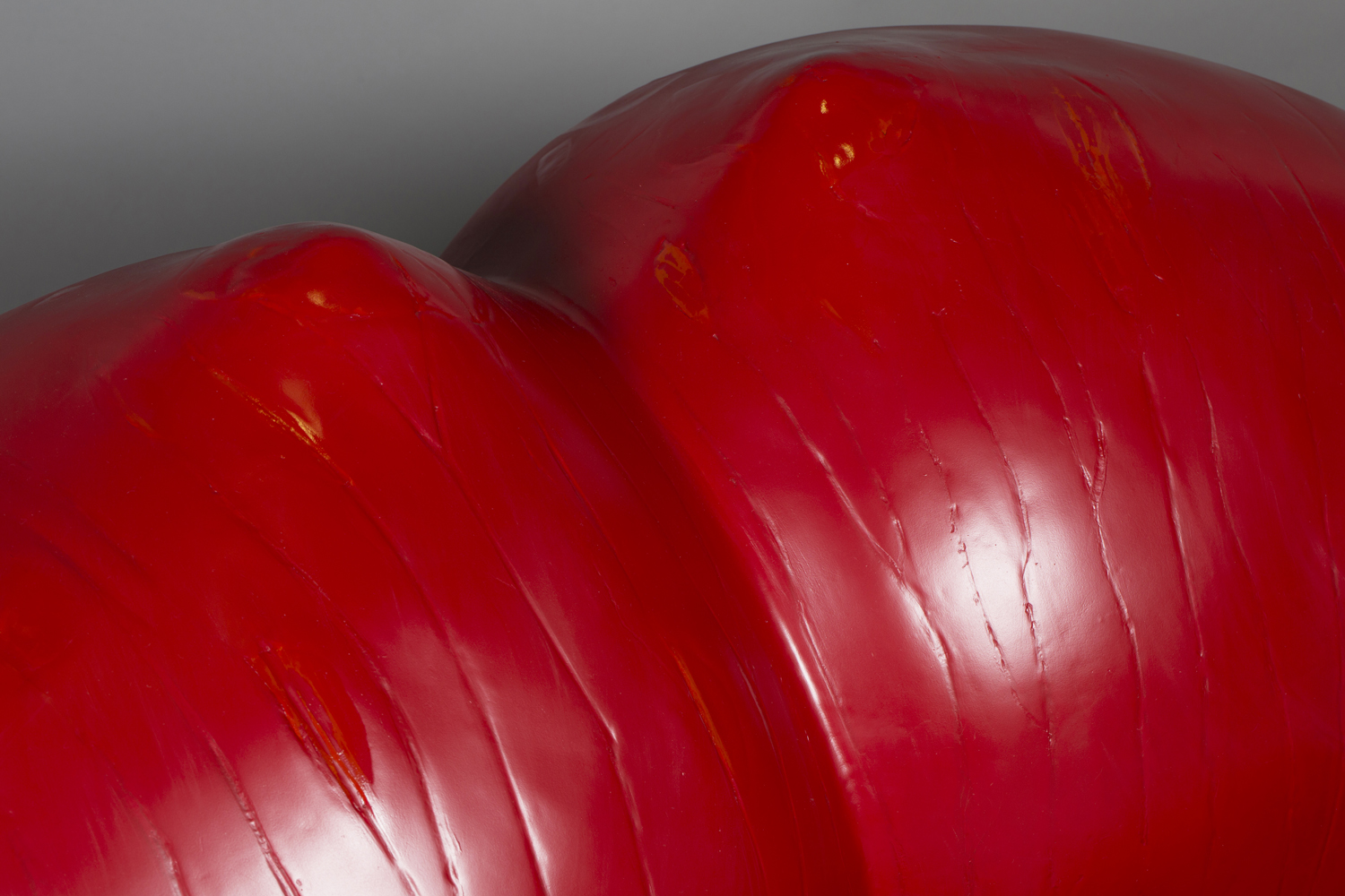 A Louis Durot red polyurethane and foam 'L'échauffeuse' sofa sculpture, moulded in the form of a - Image 3 of 3