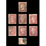 A collection of Great Britain stamps, used, including 1858 2d blue plates, 1870 ½d plates