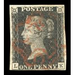 A Great Britain 1840 1d black, four margins with red Maltese Cross cancel.Buyer’s Premium 29.4% (