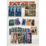 A collection of stamps contained within three albums, a stock book and packets, including Great