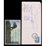 Two cover albums of mountaineering theme with early 20th century postcards from alpine climbs,