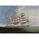 Lai Fong of Calcutta - a China trade painting, signed and dated 1893, depicting the iron ship '