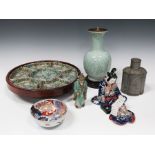 A Japanese porcelain hors d'oeuvre set, 20th century, decorated in Hong Kong with polychrome