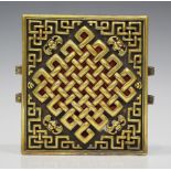 A Sino-Tibetan gilt bronze, white metal and copper gau (prayer/amulet box), Qing dynasty, of