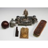 A small group of sport related collectors' items, including a late Victorian bowls-themed plated