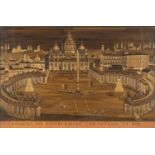 A late 19th century Continental straw work rectangular panel depicting a view of St Peter's