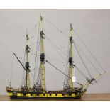 A scratch-built wooden model of H.M.S. Herald, an 18 gun Cormorant class ship-sloop, length 98cm.
