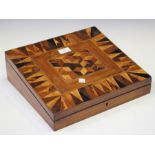 An early/mid-19th century rosewood and specimen inlaid writing slope, the hinged lid with a