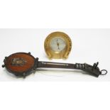 A late 19th century gilt bronze holosteric desk barometer in the form of a horseshoe, with