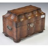 An 18th century Dutch Colonial hardwood box, the pagoda moulded lid above a serpentine body with
