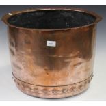 A Victorian copper log basket of studded construction, height 35cm, together with a Victorian copper