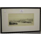 William Lionel Wyllie - 'Somerset House', monochrome etching, signed in pencil recto, labels