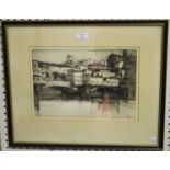 Albany E. Howarth - 'Ponte Vecchio, Florence', etching, signed in pencil, circa 1918, 25.5cm x 37cm,