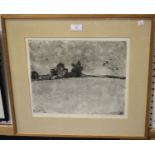 Inger Kihlman - Landscape with Buildings, etching, signed, dated '74 and editioned 9/10 in pencil,