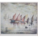 L.S. Lowry - Sailing Boats, 20th Century colour print, signed in pencil, Fine Art Trade Guild