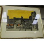 Robert Tavener - 'Horseguards and Cadiz Cannon', linocut with screenprint, signed, titled and
