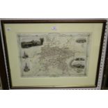 J. Rapkin and H. Winkles - 'Edinburgh' (Map of the City), 19th century engraving with later hand-