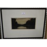 David Young Cameron - Still Waters (The River Tay), drypoint etching, circa 1906, signed in