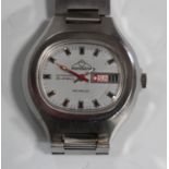 A Mondaine Automatic steel cased gentleman's bracelet wristwatch, circa 1970, the signed silvered