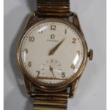 An Omega 9ct gold circular cased gentleman's wristwatch, the signed jewelled movement numbered '