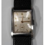 A Ulysse Nardin steel rectangular cased wristwatch, the signed movement numbered '519646', the