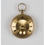 An 18ct gold cased keywind open-faced pocket watch, the gilt three-quarter plate jewelled lever