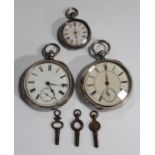 A silver cased keywind open-faced pocket watch, with gilt fuse movement, the back plate detailed '