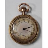 A gold and enamel cased keyless wind open-faced lady's fob watch, with a gilt cylinder movement,