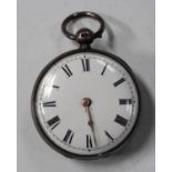 A silver cased keywind open-faced pocket watch, the gilt fusee movement with a cylinder