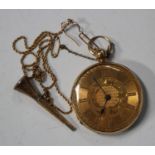 An 18ct gold cased keywind open-faced pocket watch, the gilt three-quarter plate lever movement