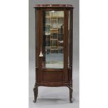 A late 20th century Louis XV style mahogany and gilt metal mounted vitrine, the rouge marble top