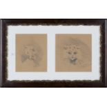 Louis Wain - Studies of Cats, two pencil drawings, both signed recto, dated 1898 verso, 20cm x 16.