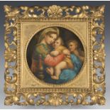 After Raphael - Tondo Madonna della Sedia, 19th century oil on canvas, diameter 21.5cm, within a