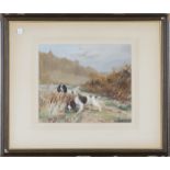 Reuben Ward Binks - 'By the Roadside' (Two Spaniels in a Landscape), watercolour and gouache, signed
