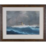 British School - Study of an American Steam Yacht in Profile, early 20th century watercolour with