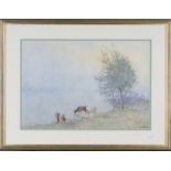 George Herbert Jupp - Cattle watering, a pair of watercolours, both signed, dated 1903 and inscribed