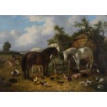 Circle of John Frederick Herring - Landscape with Horses, Pigs, Goat, Chickens and Ducks, 19th