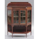 An Edwardian mahogany glazed display cabinet with satinwood crossbanded and ebony line inlaid