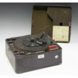 Three Recordom brown Bakelite cased record players by Thermionic Products Ltd, width 30cm.Buyer’s