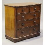 A Victorian mahogany chest of two short and three graduated long drawers, height 102cm, width 104cm,