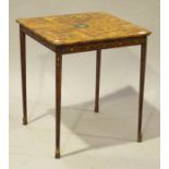 An Edwardian satinwood and painted occasional table, the shaped top decorated with portraits,