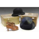 A black moleskin top hat by Scott & Co, Piccadilly, head circumference 57.5cm, boxed, together