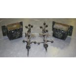 A pair of late 19th century black painted cast and wrought iron finials with stylized fruit and leaf
